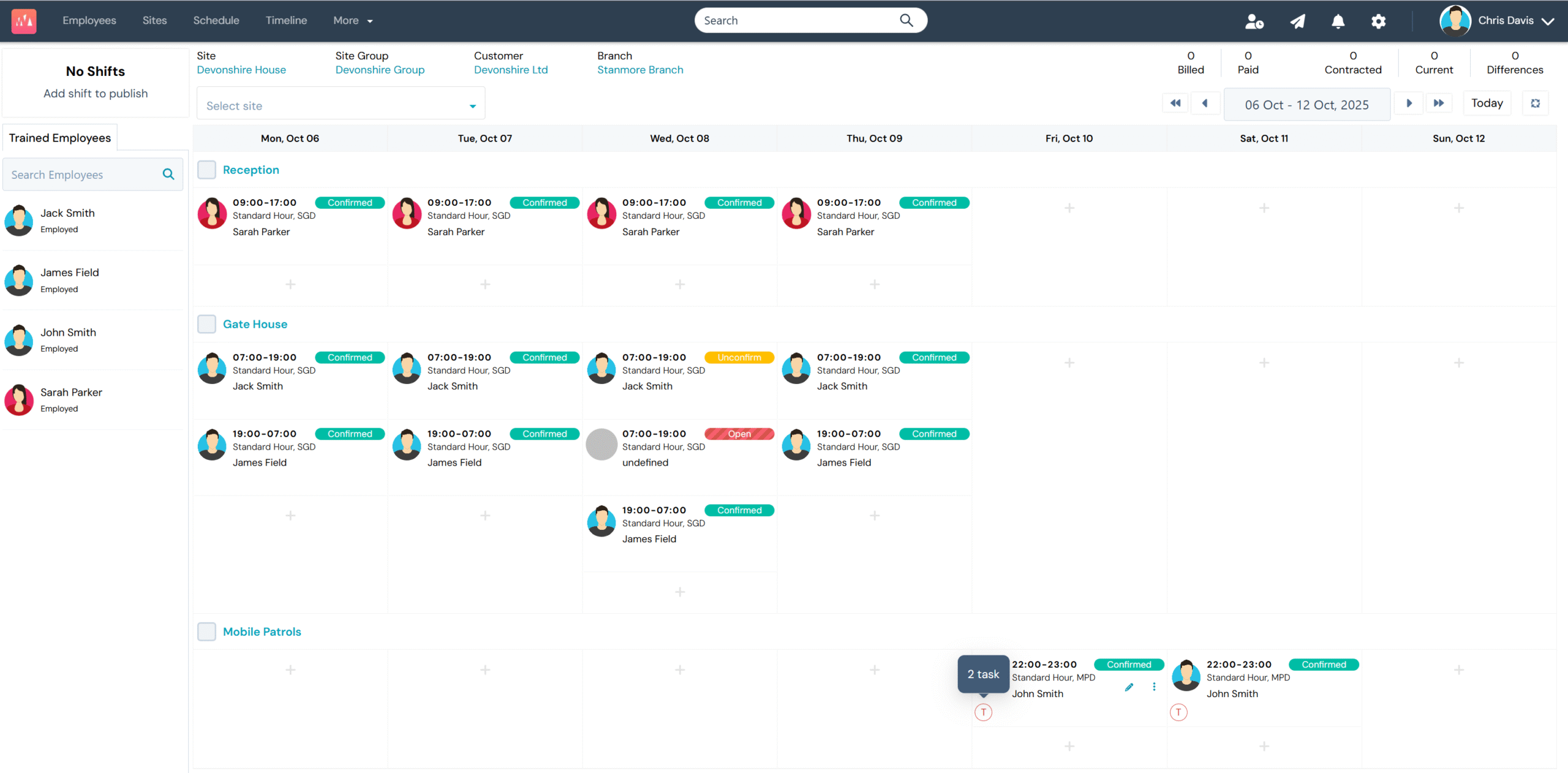 WFC Control — Scheduling Dashboard